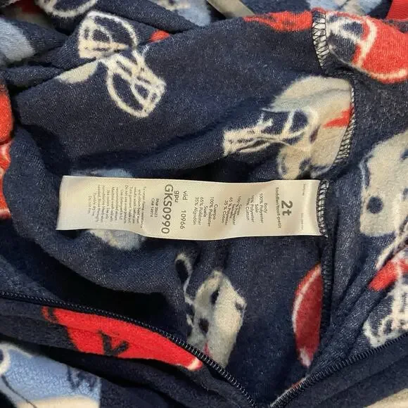 Carter's Toddler Boy's 2T Football Print Fleece Footed Pajama Sleeper Sport PJs - Picture 6 of 6